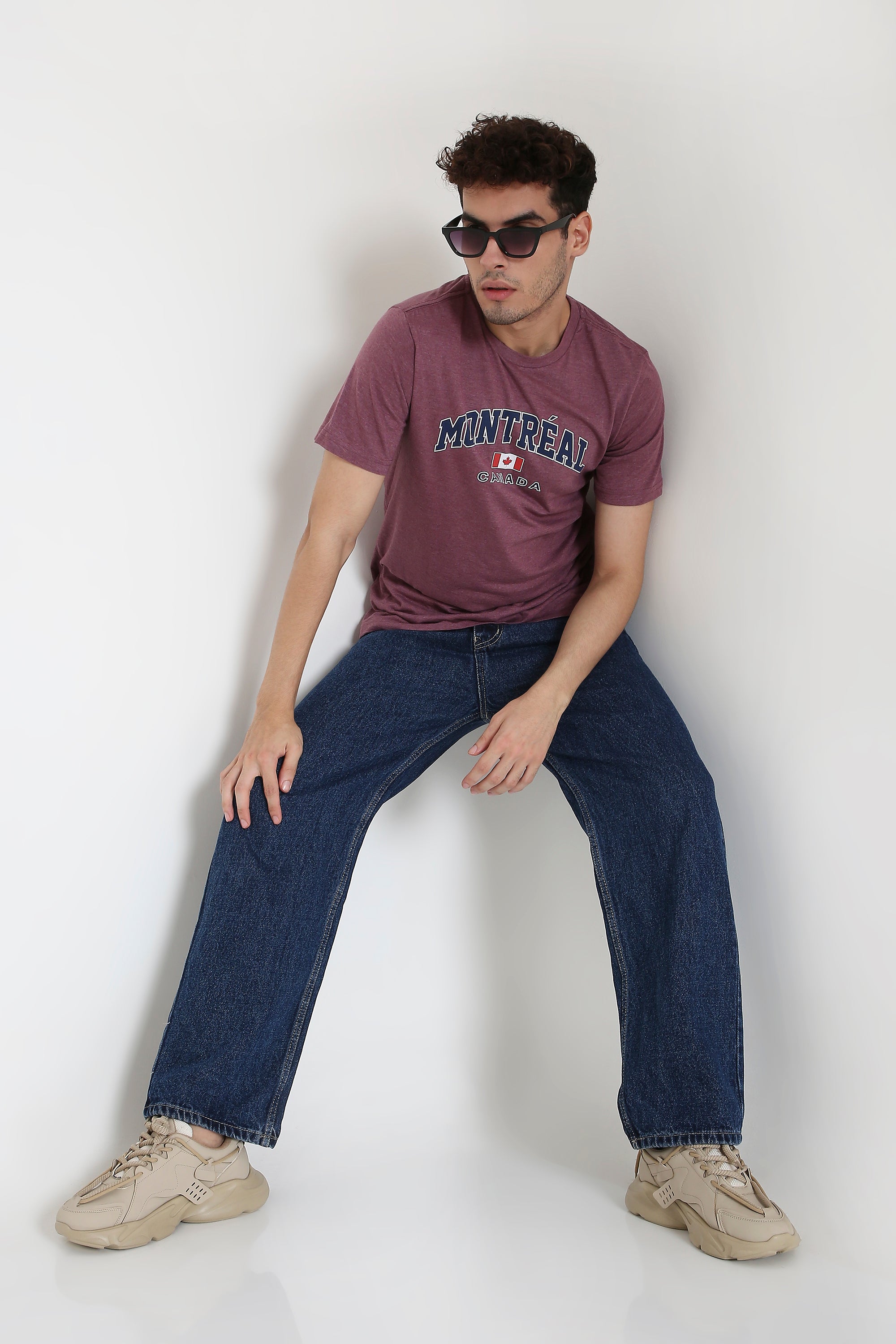 Montréal Canada Print Men's T-Shirt in Maroon Melange