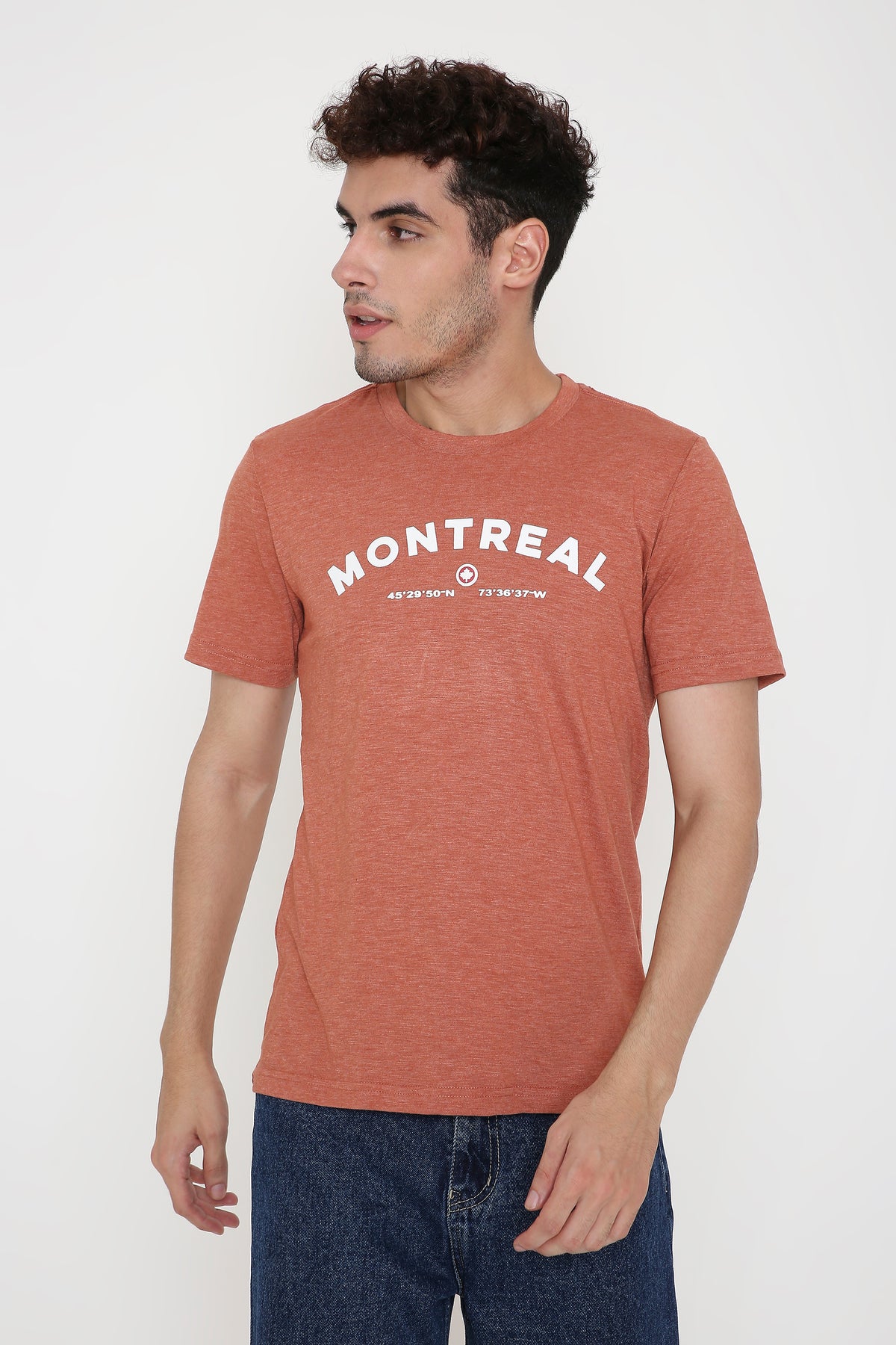 Montreal Classic Print Men's T-shirt in Rust Melange