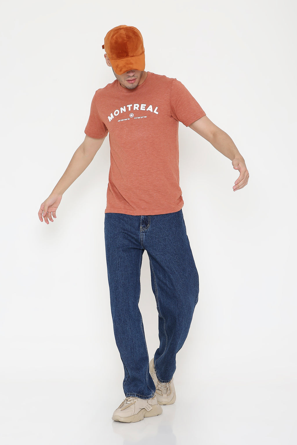 Montreal Classic Print Men's T-shirt in Rust Melange