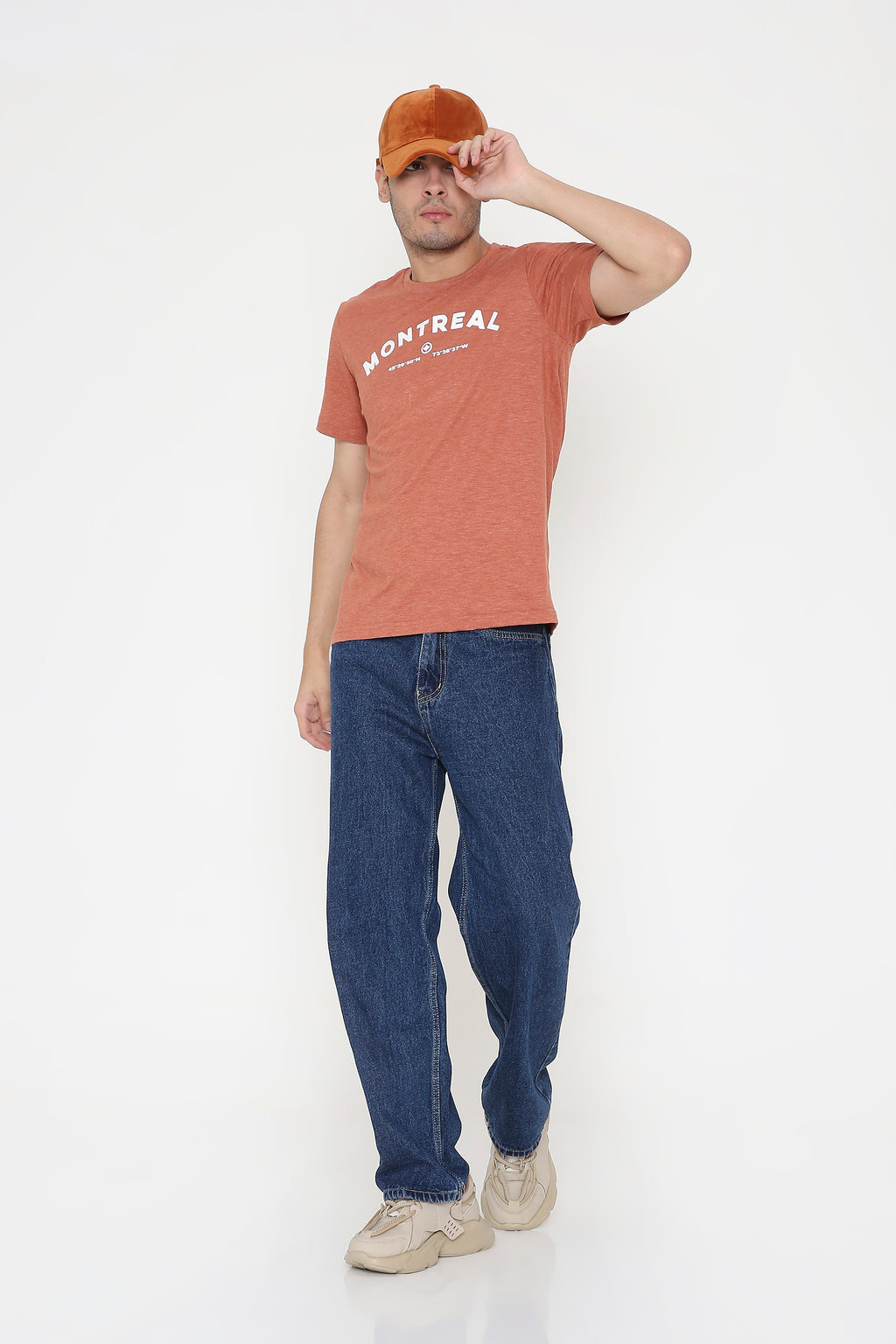 Montreal Classic Print Men's T-shirt in Rust Melange