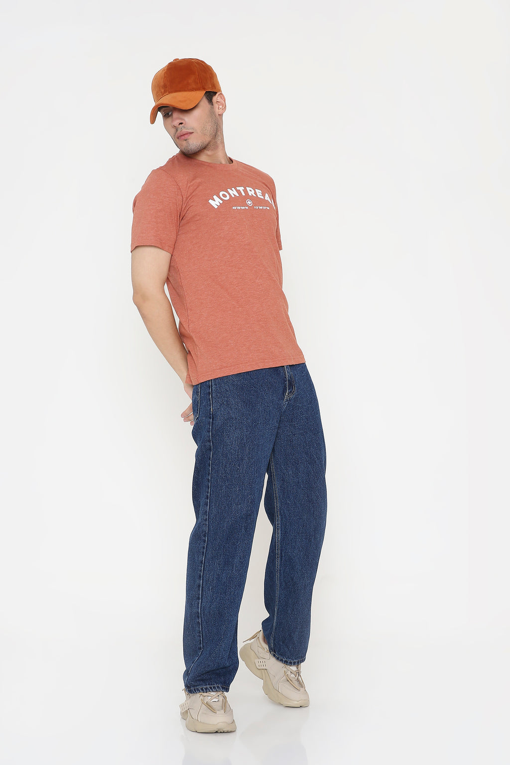 Montreal Classic Print Men's T-shirt in Rust Melange