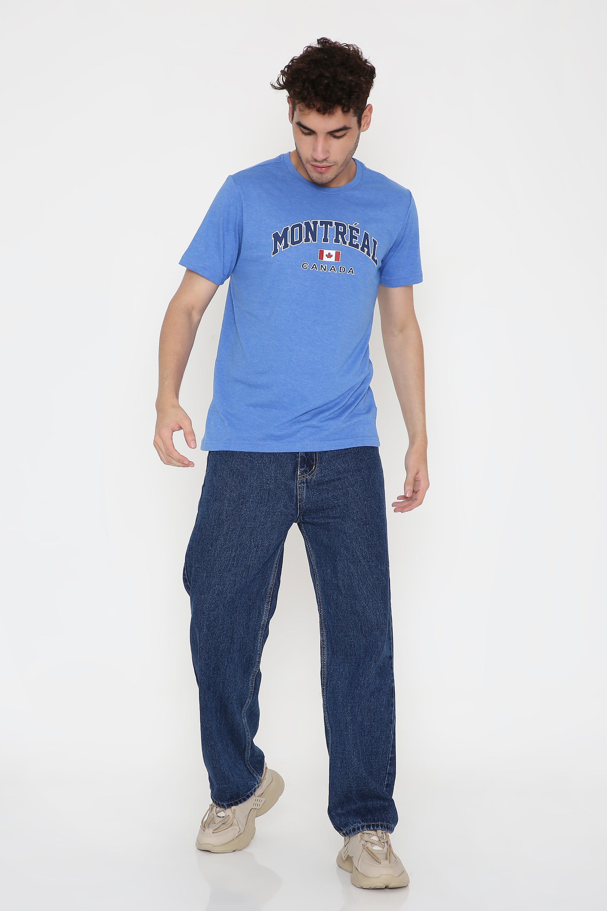 Montréal Canada Print Men's T-Shirt in Royal Blue Melange
