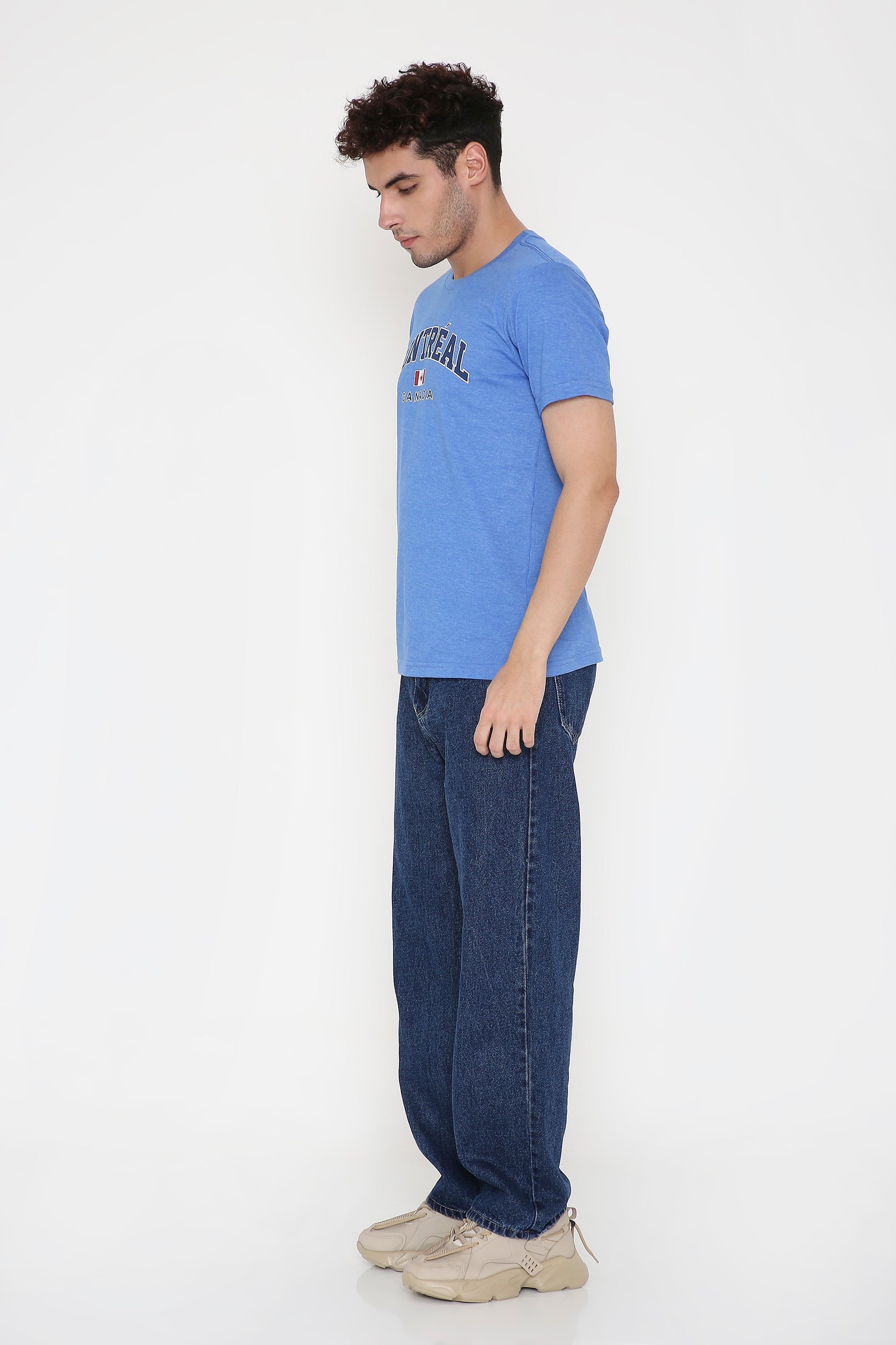 Montréal Canada Print Men's T-Shirt in Royal Blue Melange