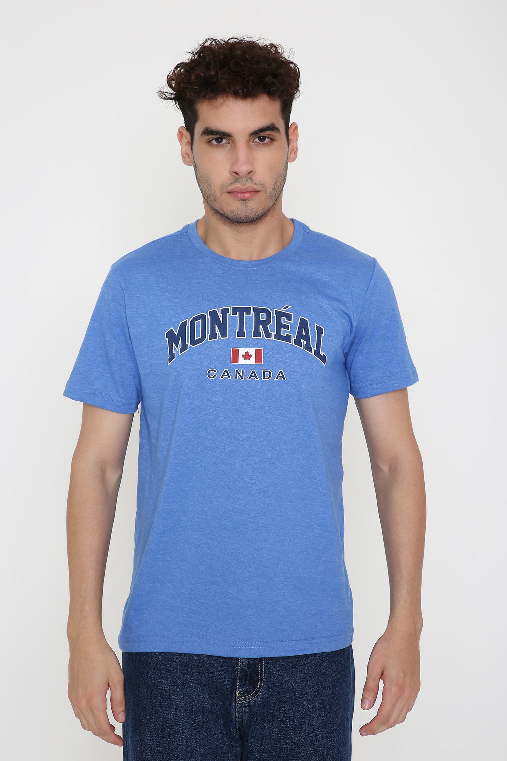 Montréal Canada Print Men's T-Shirt in Royal Blue Melange