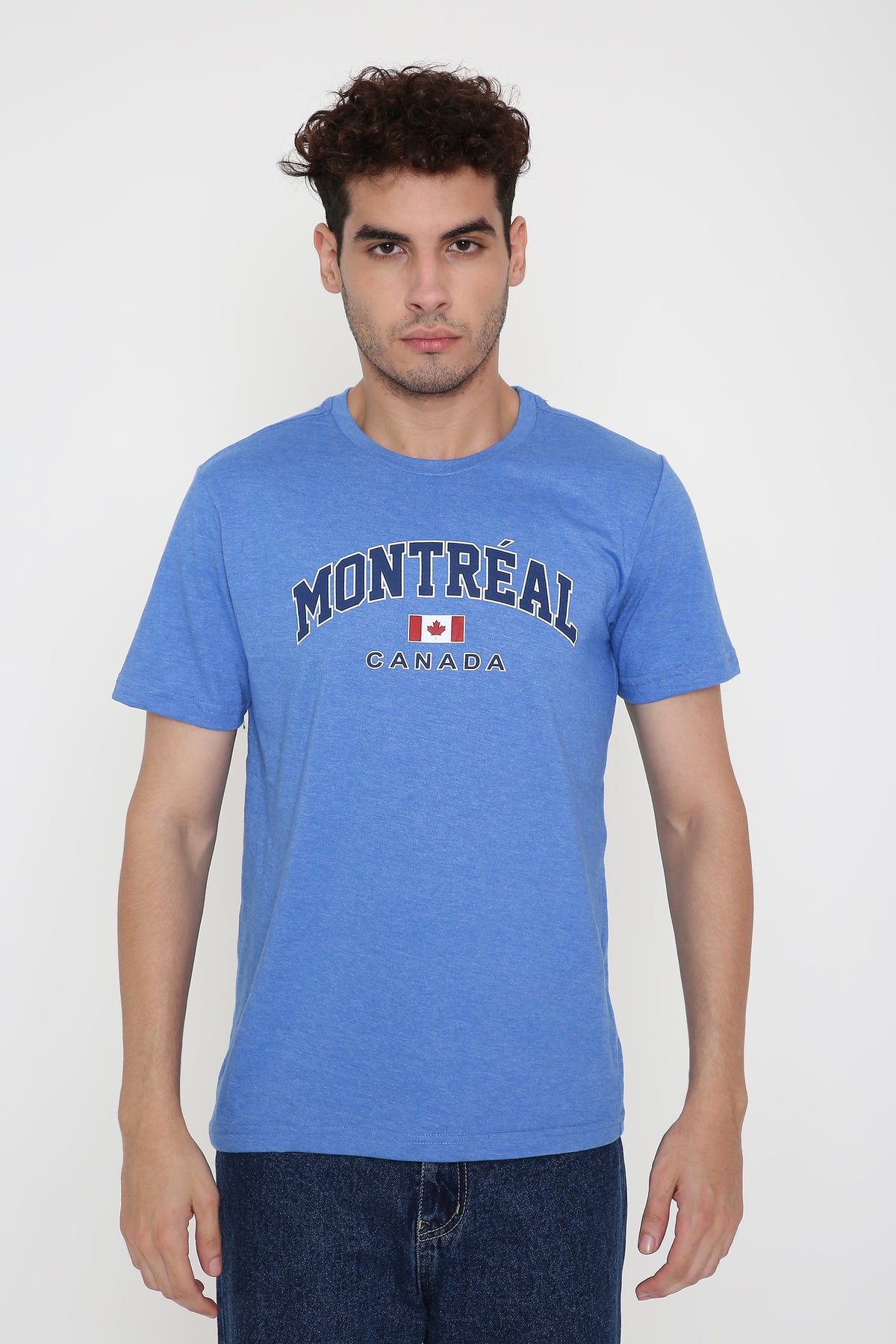 Montréal Canada Print Men's T-Shirt in Royal Blue Melange